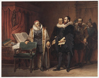 AA 065
<br/>
Johan van Oldenbarnevelt wordt zijn doodsvonnis meegedeeld
<br/>
<em>Schmidt, Willem Hendrik (1809-1849)</em>